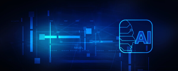 2d illustration Artificial Intelligence (AI) concept