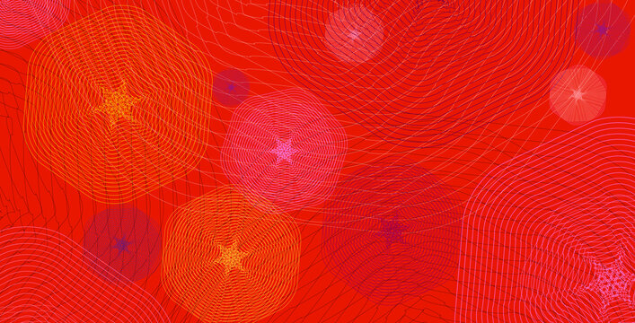 Abstract techno Information cluster concept on red
 background.