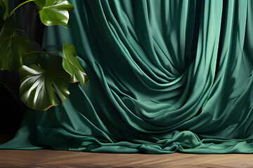 green curtain and curtains