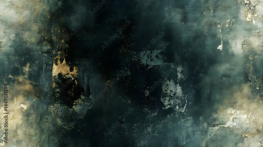 Poster textural abstract design with dark tones and muted colors.