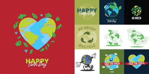 earth day design promotion banner bundle pack