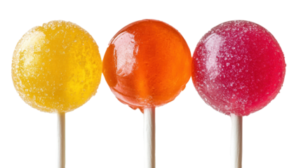 Colorful lollipops in a row showcasing vibrant candy textures and flavors
