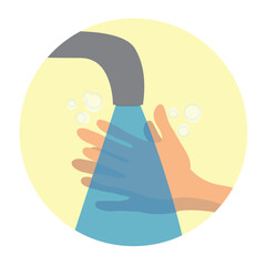 Hand Washing Under Faucet Flat Vector Illustration