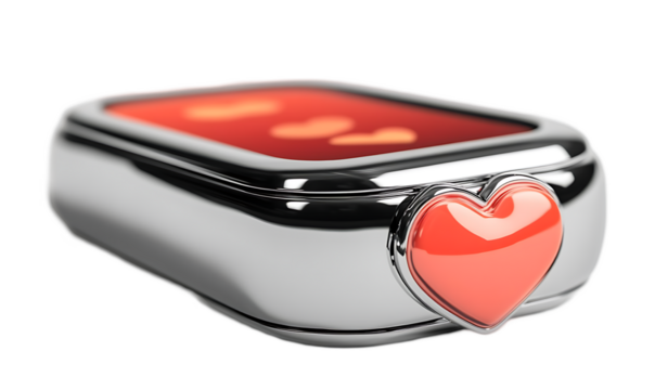 Red Heart Shaped Digital Device with Silver Frame