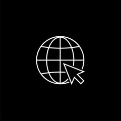 Click to go to website or internet icon isolated on black background