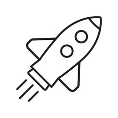 Rocket line icon. Flying rocket line icon.