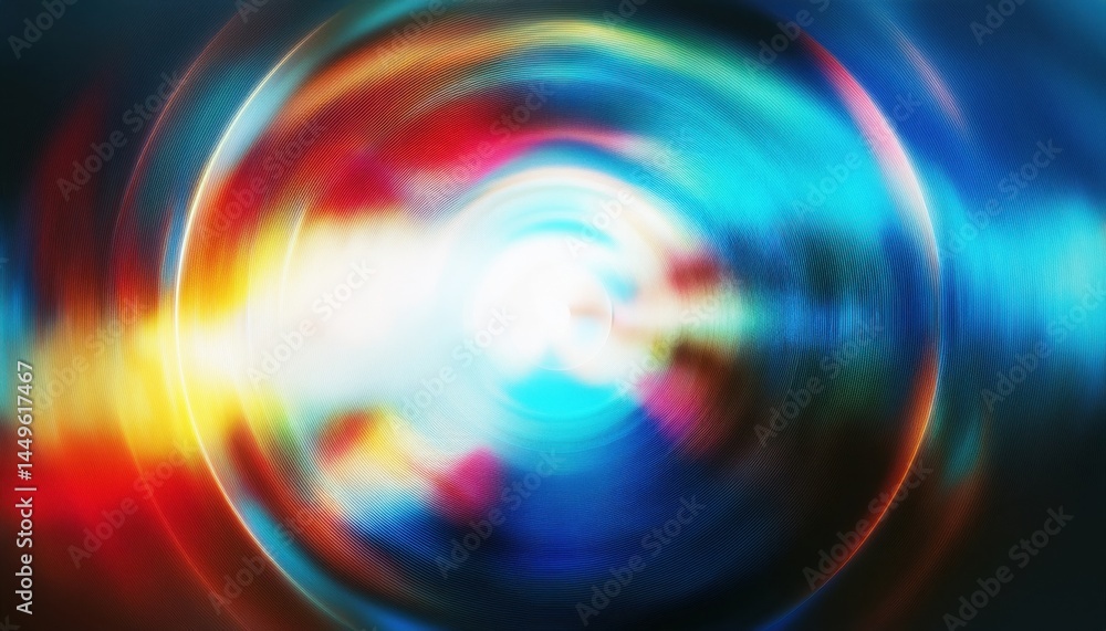 Leinwandbilder vibrant abstract circular light vortex with radial lines and neon glow for digital art, web design b