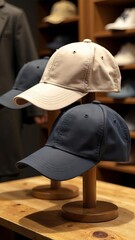 A Sports Fan's Shopping Experience: Baseball Cap and Hoodie Display