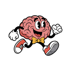 Vintage cartoon of a brain running.