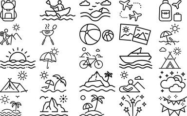 Vector Icons for Outdoor Activities and Travel