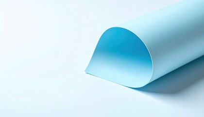 Curved blue paper studio still life minimalist top-down view creative design concept