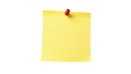 yellow sticky note pinned isolated on tranpsarent png