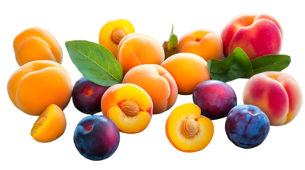 Ripe Apricots Peaches and Plums Studio Shot