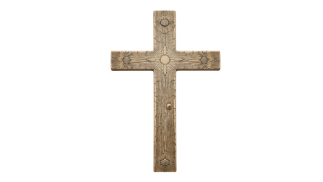 wooden cross, isolated on tranpsarent png