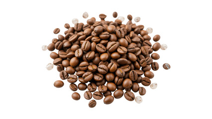 Obraz premium Roasted coffee beans are in a mound isolated on tranpsarent png