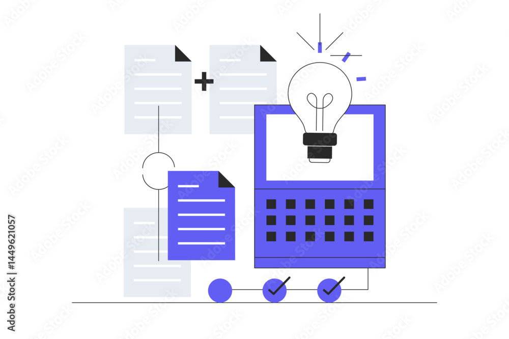 Poster linear workflow new business. flowchart to get result, map or plan business procedure, solution, str