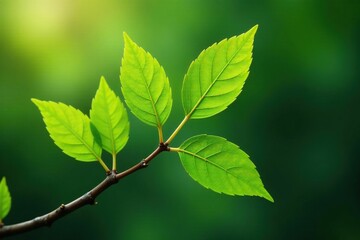 Symmetrical leaf arrangement on a branch, natural design , texture, flora