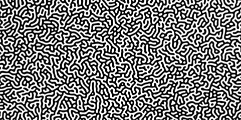 Fototapeta premium Abstract truing organic wallpaper Turing reaction diffusion monochrome seamless pattern with chaotic motion. Generative algorithm psychedelic background. Reaction-diffusion or truing pattern formation
