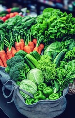 fresh vegetables on market stall