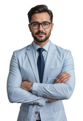 Confident Professional Man in Business Attire with Glasses and Crossed Arms