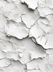 Obraz premium Closeup of Weathered White Wall with Cracked and Peeling Paint Texture