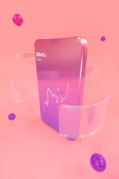 Minimalist 3D Smartphone with Rising Price Chart and Pastel Colors