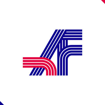 Paralel Line Red and Blue Stripes Initial Logo Letter A and Letter F Monogram
