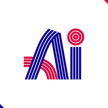Paralel Line Red and Blue Stripes Initial Logo Letter A and Letter I Monogram