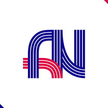 Paralel Line Red and Blue Stripes Initial Logo Letter A and Letter N Monogram