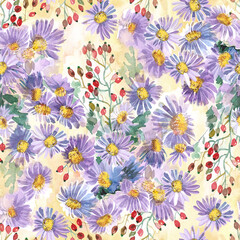 seamless pattern with blue daisies