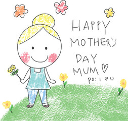 Mothers day doodle drawing by kids