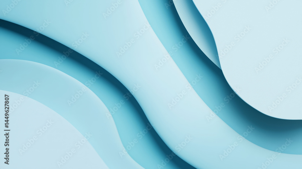 Poster blue abstract wavy wallpaper. modern curvy background with shadows. generative ai