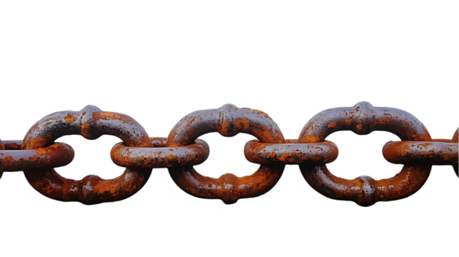Rusty Metal Chain Links on Black Background