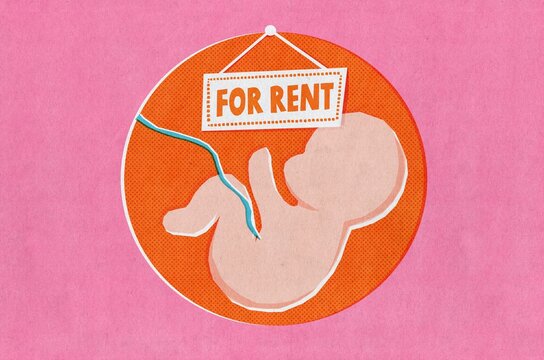 Surrogacy concept. Baby in surrogate womb