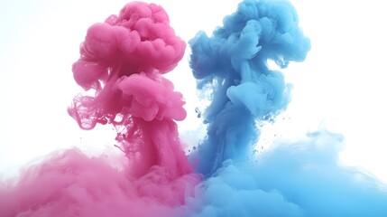 Fototapeta premium Abstract Pink and Blue Ink Clouds Swirling in Water