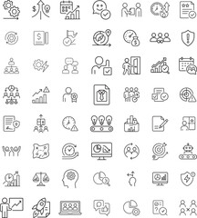 Business and Management Line Icons Vector Set, Isolated on White Background