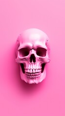 Fototapeta premium Pink aesthetic skull wallpaper purple anatomy spooky.