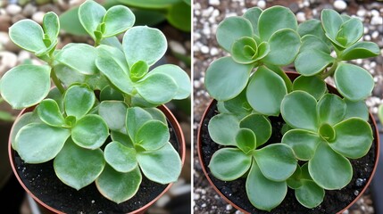 Green Succulent Plants in Pots, Lush Foliage, Home Decor