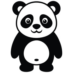 Naklejka premium Adorable Cartoon Panda Illustration Black and White Vector Graphic