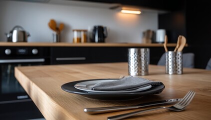 Fototapeta premium Modern kitchen table setting