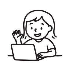 Hand Drawn Black and White Icons , Kids Homeschooling and Study at Home Activities