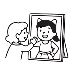 Hand Drawn Icon Set of Kids Playing Dress Up in Character Costumes Black and White