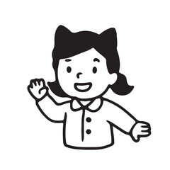 Hand Drawn Icon Set of Kids Playing Dress Up in Character Costumes Black and White