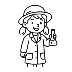 Hand Drawn Kids Role Play Icons in Black and White Line Art