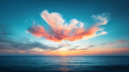 Fototapeta premium Sunset over tranquil ocean with dramatic clouds