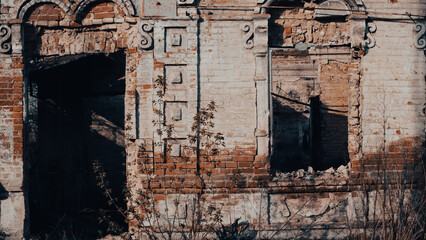 destroyed and burned houses in the city in Ukraine