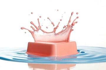 Pink splash on a milk product