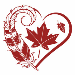 Naklejka premium Canada-heart vector for print, perfect for shirts, mugs, stickers, and patriotic decor.