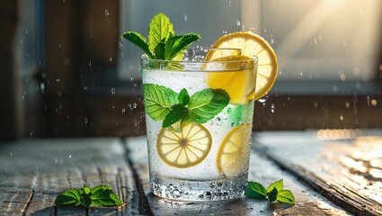 mojito cocktail on wood
