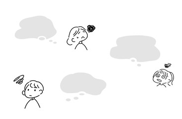 Obraz premium もやもや吹き出しとシンプルで可愛い線画イラストセット
